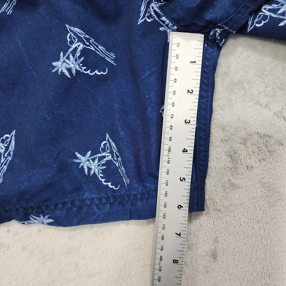 Sand N Sun Swim Trunks Mens 2XL Blue Palm Tree Hawaiian Lined Elastic Waist Surf
